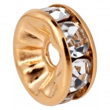 5 Perles Intercalaires en Métal Doré avec Strass 8mm pour la Création de Bijoux Fantaisie - DIY