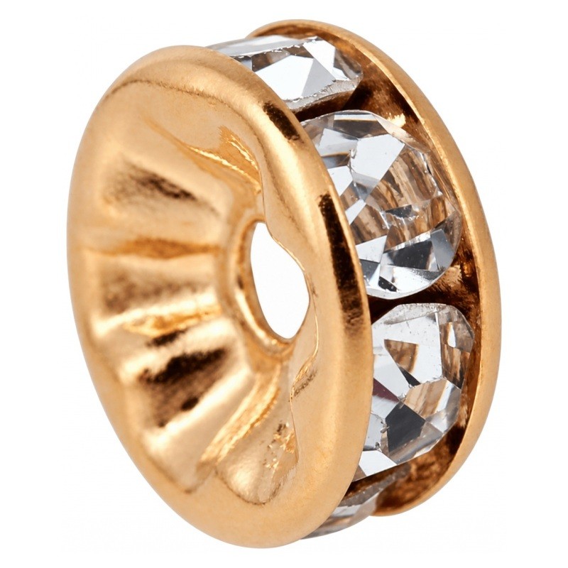 5 Perles Intercalaires en Métal Doré avec Strass 8mm