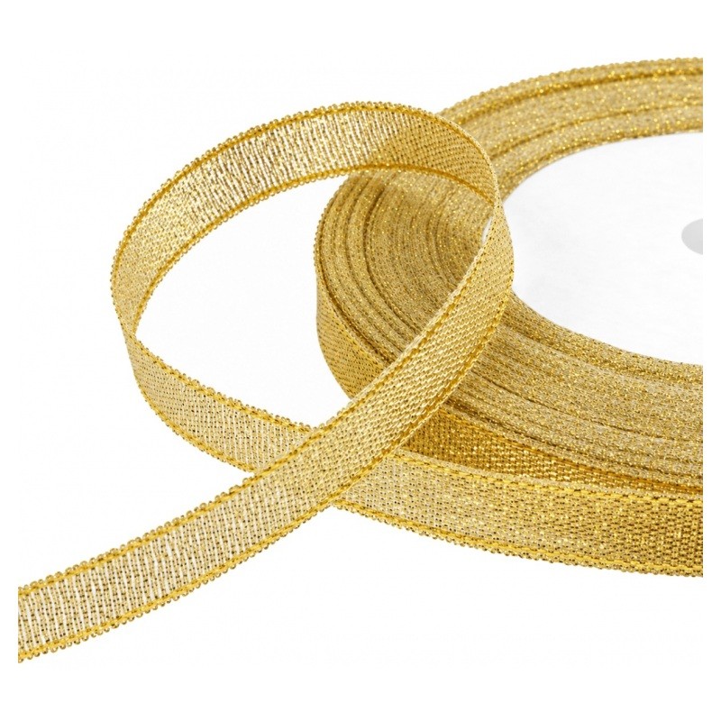 2 Mètres de Ruban d'Organza Pailleté Doré 10mm