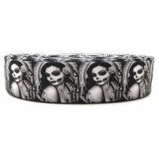 1 Mètre de Ruban Tête de Mort Crâne Femme Gothique 25mm