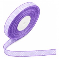 2 Mètres de Ruban d'Organza Mauve à Pois 14mm pour la Création de Bijoux Fantaisie - DIY