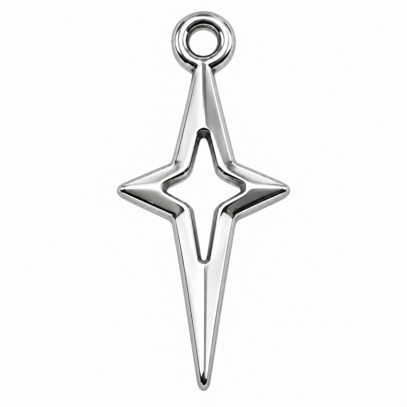 5 Breloques Étoile Noël Argenté 23x10mm