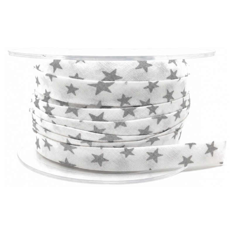 1 Mètre de Biais de Lawn Étoiles Blanc Argenté 10mm