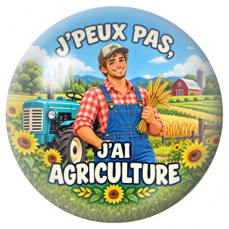 Cabochon en Verre Illustré J’Peux Pas, J’ai Agriculture – Agriculteur 12 à 25mm