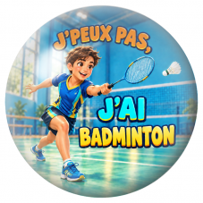 Cabochon en Verre Illustré J’Peux Pas, J’ai Badminton – Homme 12 à 25mm pour la Création de Bijoux Fantaisie - DIY