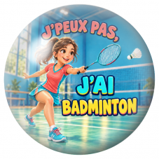 Cabochon en Verre Illustré J’Peux Pas, J’ai Badminton – Femme 12 à 25mm pour la Création de Bijoux Fantaisie - DIY