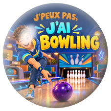 Cabochon en Verre Illustré J’Peux Pas, J’ai Bowling – Homme 12 à 25mm pour la Création de Bijoux Fantaisie - DIY