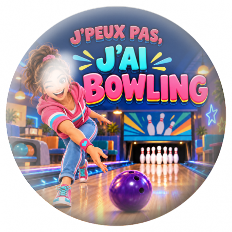 Cabochon en Verre Illustré J’Peux Pas, J’ai Bowling – Femme 12 à 25mm