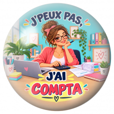 Cabochon en Verre Illustré J’Peux Pas, J’ai Compta – Femme 12 à 25mm pour la Création de Bijoux Fantaisie - DIY