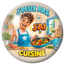 Cabochon en Verre Illustré J’Peux Pas, J’ai Cuisine – Cuisinier 12 à 25mm pour la Création de Bijoux Fantaisie - DIY