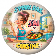 Cabochon en Verre Illustré J’Peux Pas, J’ai Cuisine – Cuisinière 12 à 25mm pour la Création de Bijoux Fantaisie - DIY