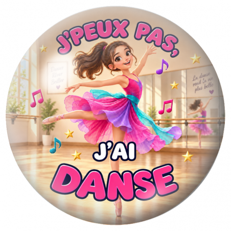 Cabochon en Verre Illustré J’Peux Pas, J’ai Danse – Danseuse 12 à 25mm