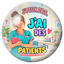 Cabochon en Verre Illustré J’Peux Pas, J’ai des Patients – Infirmière 12 à 25mm pour la Création de Bijoux Fantaisie - DIY