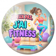 Cabochon en Verre Illustré J’Peux Pas, J’ai Fitness 12 à 25mm pour la Création de Bijoux Fantaisie - DIY