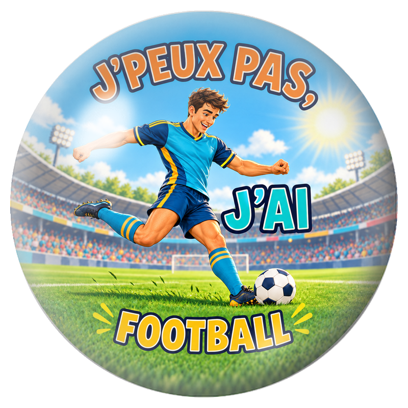 Cabochon en Verre Illustré J’Peux Pas, J’ai Football – Homme 12 à 25mm pour la Création de Bijoux Fantaisie - DIY