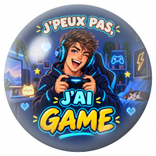 Cabochon en Verre Illustré J’Peux Pas, J’ai Game – Homme 12 à 25mm pour la Création de Bijoux Fantaisie - DIY