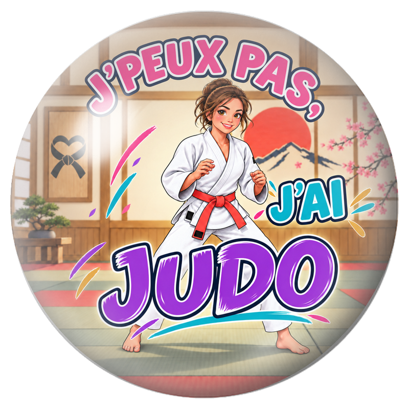 Cabochon en Verre Illustré J’Peux Pas, J’ai Judo – Femme 12 à 25mm pour la Création de Bijoux Fantaisie - DIY