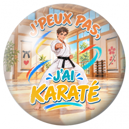 Cabochon en Verre Illustré J’Peux Pas, J’ai Karaté – Homme 12 à 25mm