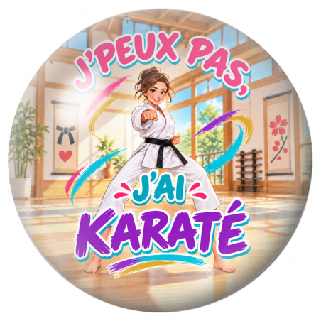 Cabochon en Verre Illustré J’Peux Pas, J’ai Karaté – Femme 12 à 25mm