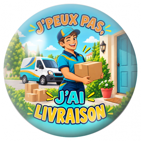 Cabochon en Verre Illustré J’Peux Pas, J’ai Livraison – Livreur 12 à 25mm