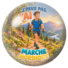 Cabochon en Verre Illustré J’Peux Pas, J’ai Marche Nordique – Homme 12 à 25mm pour la Création de Bijoux Fantaisie - DIY