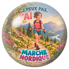 Cabochon en Verre Illustré J’Peux Pas, J’ai Marche Nordique – Femme 12 à 25mm pour la Création de Bijoux Fantaisie - DIY