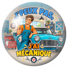 Cabochon en Verre Illustré J’Peux Pas, J’ai Mécanique – Mécanicien 12 à 25mm pour la Création de Bijoux Fantaisie - DIY