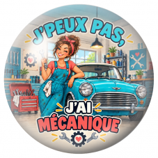 Cabochon en Verre Illustré J’Peux Pas, J’ai Mécanique – Mécanicienne 12 à 25mm pour la Création de Bijoux Fantaisie - DIY