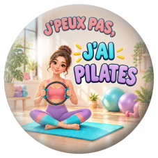 Cabochon en Verre Illustré J’Peux Pas, J’ai Pilates 12 à 25mm pour la Création de Bijoux Fantaisie - DIY
