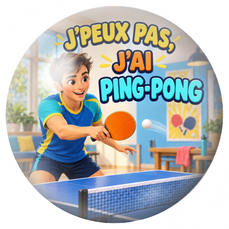 Cabochon en Verre Illustré J’Peux Pas, J’ai Ping-Pong – Homme 12 à 25mm