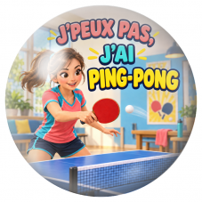 Cabochon en Verre Illustré J’Peux Pas, J’ai Ping-Pong – Femme 12 à 25mm pour la Création de Bijoux Fantaisie - DIY