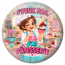Cabochon en Verre Illustré J’Peux Pas, J’ai Pâtisserie – Pâtissière 12 à 25mm pour la Création de Bijoux Fantaisie - DIY