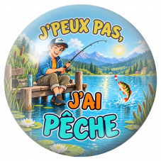 Cabochon en Verre Illustré J’Peux Pas, J’ai Pêche – Homme 12 à 25mm pour la Création de Bijoux Fantaisie - DIY