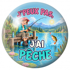Cabochon en Verre Illustré J’Peux Pas, J’ai Pêche – Femme 12 à 25mm pour la Création de Bijoux Fantaisie - DIY