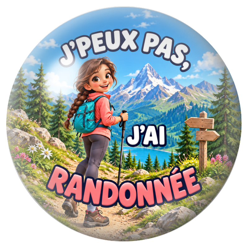 Cabochon en Verre Illustré J’Peux Pas, J’ai Randonnée – Femme 12 à 25mm pour la Création de Bijoux Fantaisie - DIY