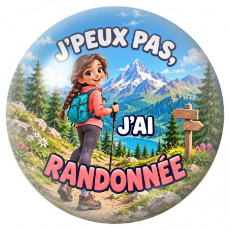 Cabochon en Verre Illustré J’Peux Pas, J’ai Randonnée – Femme 12 à 25mm