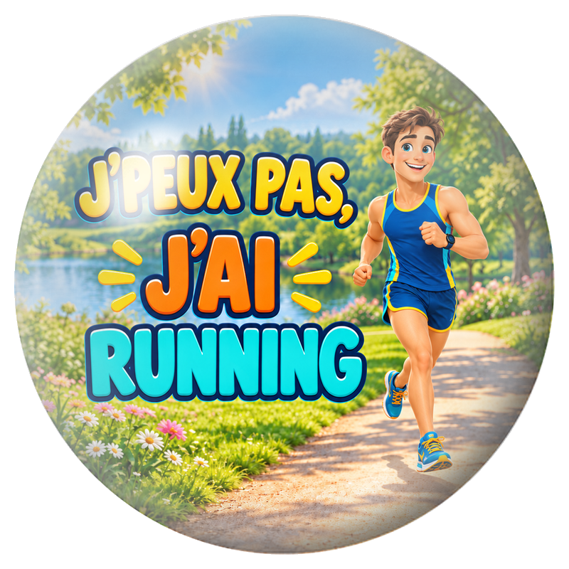 Cabochon en Verre Illustré J’Peux Pas, J’ai Running – Homme 12 à 25mm pour la Création de Bijoux Fantaisie - DIY