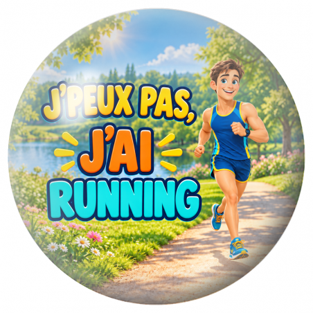 Cabochon en Verre Illustré J’Peux Pas, J’ai Running – Homme 12 à 25mm