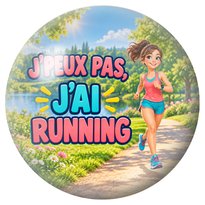 Cabochon en Verre Illustré J’Peux Pas, J’ai Running – Femme 12 à 25mm pour la Création de Bijoux Fantaisie - DIY