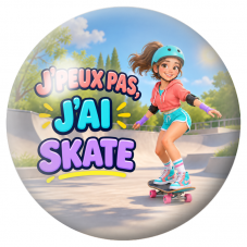 Cabochon en Verre Illustré J’Peux Pas, J’ai Skate – Femme 12 à 25mm pour la Création de Bijoux Fantaisie - DIY