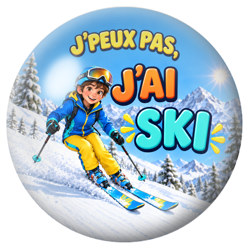 Cabochon en Verre Illustré J’Peux Pas, J’ai Ski – Homme 12 à 25mm pour la Création de Bijoux Fantaisie - DIY