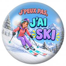 Cabochon en Verre Illustré J’Peux Pas, J’ai Ski – Femme 12 à 25mm pour la Création de Bijoux Fantaisie - DIY
