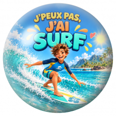 Cabochon en Verre Illustré J’Peux Pas, J’ai Surf – Homme 12 à 25mm pour la Création de Bijoux Fantaisie - DIY