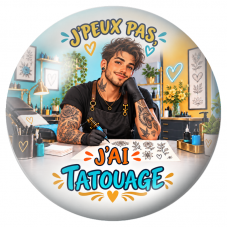 Cabochon en Verre Illustré J’Peux Pas, J’ai Tatouage – Tatoueur 12 à 25mm pour la Création de Bijoux Fantaisie - DIY