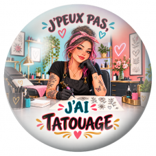 Cabochon en Verre Illustré J’Peux Pas, J’ai Tatouage – Tatoueuse 12 à 25mm pour la Création de Bijoux Fantaisie - DIY