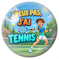 Cabochon en Verre Illustré J’Peux Pas, J’ai Tennis – Homme 12 à 25mm pour la Création de Bijoux Fantaisie - DIY