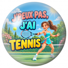 Cabochon en Verre Illustré J’Peux Pas, J’ai Tennis – Femme 12 à 25mm pour la Création de Bijoux Fantaisie - DIY