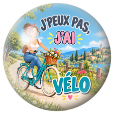 Cabochon en Verre Illustré J’Peux Pas, J’ai Vélo 12 à 25mm pour la Création de Bijoux Fantaisie - DIY