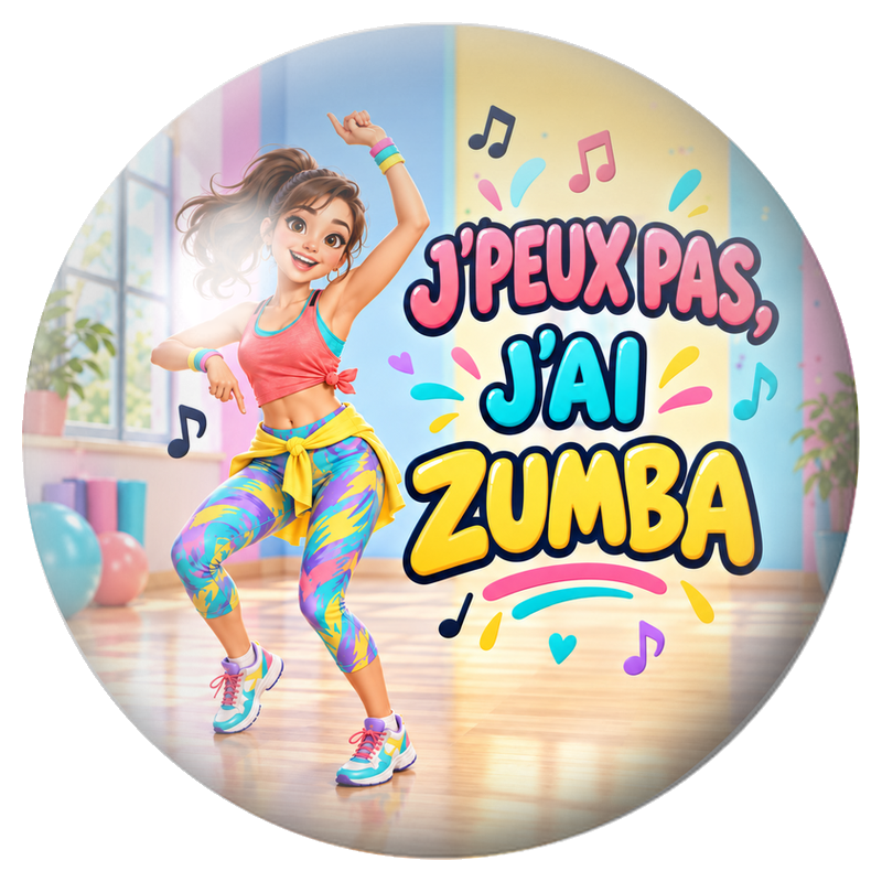 Cabochon en Verre Illustré J’Peux Pas, J’ai Zumba 12 à 25mm pour la Création de Bijoux Fantaisie - DIY