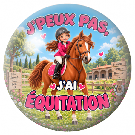 Cabochon en Verre Illustré J’Peux Pas, J’ai Équitation 12 à 25mm